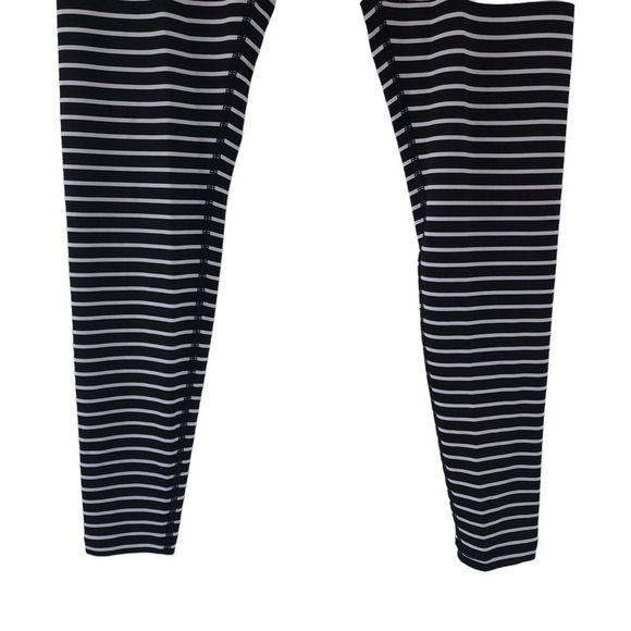 Scorpio Sol Leggings Small Black White Striped High Waist Stretch Athletic Pants - Picture 7 of 8